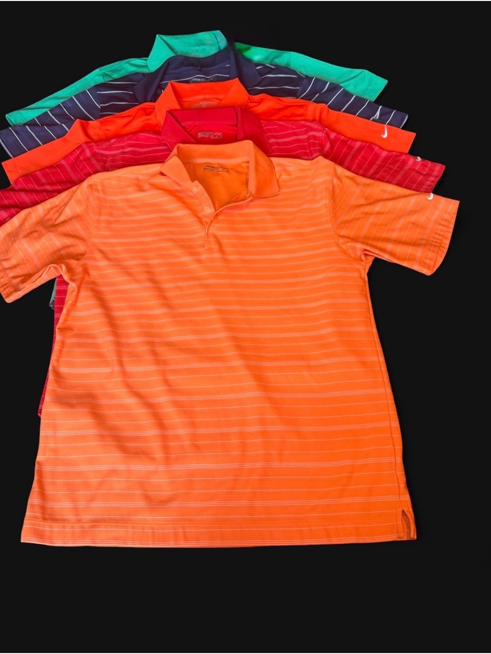 Nike Golf bundle 5 Polo Shirts 3 stripe 2 solid size medium fit dry material